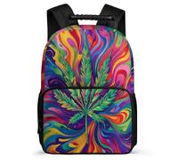 TPISLI Cannabis Leaves Backpack for Children 8-12 Years Plant Print Daypack for Girls Boys Junior School, Soft Felt Details Sturdy Handle Back to School Gift