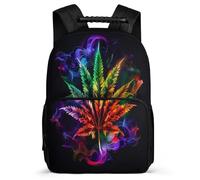 TPISLI Cannabis Leaves School Backpack for Students Primary School Plant Print Backpack 6-11 Years Boys Girls, Padded Back Soft Felt Details Travel Daily Use