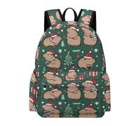 TPISLI Capybara Backpack Teens 12-16 Year Olds Christmas Theme School Bag Students Year 10 Trendy Modern 14 Inch Laptop Backpack School Years 7-10 Travel Use Outdoor Gift