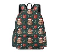 TPISLI Capybara Bookbag Children Age 9 Christmas Theme Backpack Boys Year 7-9 Durable Lightweight 14 Inch Laptop Rucksack Secondary School Hiking Travel Travel Use