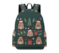 TPISLI Capybara Bookbag Children Age 9 Christmas Theme Backpack Boys Year 7-9 Durable Lightweight 14 Inch Laptop Rucksack Secondary School Hiking Travel Travel Use