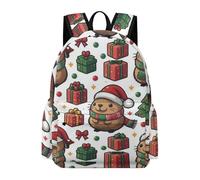 TPISLI Capybara Bookbag Teens 12-16 Year Olds Christmas Theme Rucksack Students Year 9 Fashion Lightweight 14 Inch Laptop Backpack School Years 7-10 Travel Use School Gift