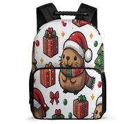 TPISLI Capybara School Backpack for Students Year 2-5 Christmas Theme Rucksack Ages 6-10 Kids and Teens, Soft Felt Details Padded Back Daily Essentials