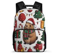 TPISLI Capybara School Backpack Primary Classes for Kids Primary Age 6-11 Christmas Theme Backpack Boys, 1680D Fabric Adjustable Straps Travel Daily Use