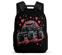TPISLI Car Motif School Bag School Years 1-4 for Boys Girls Ages 6-10 Heart Pattern Backpack Boys Girls, Padded Back Soft Felt Details Outdoor Day Trips