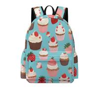 TPISLI Cartoon Cakes School Backpack Girls Age 11 Strawberry Motif Book Bag Students Year 10 Modern Trendy Spring Outing Backpack Outdoor Day Trips Back to School Gift