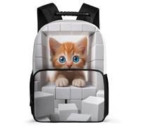 TPISLI Cat 3D Print Backpack for Girls Boys Ages 6-10 Kitten Pattern School Bag for Boys Girls School Years 1-4, Adjustable Straps Side Pockets Travel Daily Use