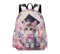 TPISLI Cat Butterfly Design Bookbag Boys Age 7 Kitten Daypack Children Year 7 Fashion Lightweight Autumn Trip School Bag Secondary School Outdoor Travel Outdoor Gift
