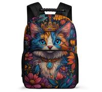 TPISLI Cat Daypack for Kids and Teens School Years 1-4 Animal Kitten Backpack Primary Age 6-11 Girls Boys, Lightweight 1680D Fabric Back to School Gift