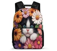 TPISLI Cat Daypack Primary School for Students Primary Age 6-11 Floral Kitten Rucksack Students, Soft Felt Details 1680D Fabric Daily Essentials