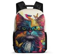 TPISLI Cat Daypack Year 3-6 for Girls Boys 7-11 Year Olds Animal Kitten School Bag Students, Adjustable Straps Soft Felt Details Travel Daily Use