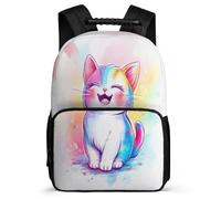 TPISLI Cat Design Rucksack for Children Primary Classes Animal Kitten Print Backpack 8-12 Years Kids and Teens, Padded Back Soft Felt Details Back to School Gift