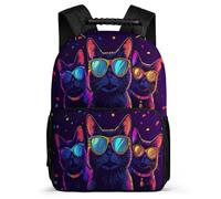 TPISLI Cat Design Rucksack for Kids and Teens School Years 1-4 Animal Kitten Print Backpack 7-11 Year Olds Kids, Adjustable Straps Side Pockets Outdoor Day Trips