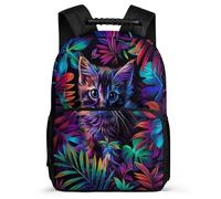 TPISLI Cat Design School Bag for Kids and Teens Age 5-10 Animal Kitten Print Backpack for Girls School Years 1-4, Adjustable Straps Sturdy Handle Short Trips
