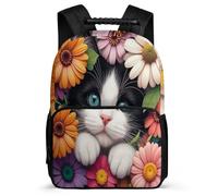 TPISLI Cat Flowers Backpack Primary Classes for Kids and Teens School Years 2-5 Animal Kitten Rucksack Children, Durable Soft Felt Details Birthday Gift