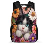 TPISLI Cat Flowers Daypack for Students Age 5-10 Animal Kitten Daypack for Children Primary Classes, Sturdy Handle Soft Felt Details Back to School Gift