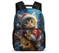 TPISLI Cat Illustration Bookbag for Children Year 3-6 Animal Kitten School Bag School Years 2-5 Kids and Teens, Adjustable Straps Padded Back Travel Daily Use