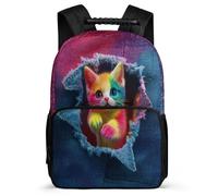 TPISLI Cat Illustration Daypack for Children 6-11 Years Kitten Design Daypack for Children School Years 1-4, Adjustable Straps Sturdy Handle Travel Daily Use