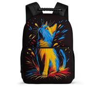 TPISLI Cat Illustration School Backpack for Boys Girls Age 5-10 Animal Kitten Rucksack for Children Primary Classes, Side Pockets 1680D Fabric Travel Daily Use