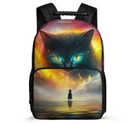 TPISLI Cat Motif Bookbag for Students Primary Age 6-11 Animal Kitten Design Daypack for Girls Boys Primary School, Adjustable Straps Side Pockets Short Trips