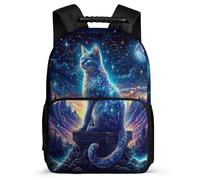 TPISLI Cat Motif Rucksack for Kids and Teens 7-11 Year Olds Kitten Bookbag for Girls Year 3-6, Adjustable Straps Sturdy Handle Daily Essentials