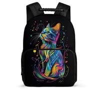 TPISLI Cat Motif School Backpack for Students Age 5-10 Animal Kitten Pattern Bookbag for Boys Girls Primary School, 1680D Fabric Soft Felt Details Daily Essentials