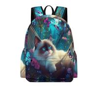 TPISLI Cat Pattern Backpack Kids Age 10-14 Kawaii Kitten Book Bag Teens Year 9 Lightweight Durable 11.6 Inch Laptop Daypack Junior School Hiking Day Trips Travel Use