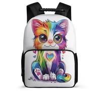TPISLI Cat Pattern Daypack for Kids and Teens School Years 1-4 Animal Kitten Backpack Primary Age 6-11 Girls Boys, Lightweight 1680D Fabric Back to School Gift
