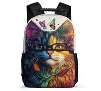 TPISLI Cat Pattern Rucksack for Kids 6-11 Years, Animal Kitten Bookbag for Students, Durable Backpack, 1680D Fabric, Primary Classes, Daily Essentials
