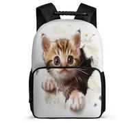 TPISLI Cat Pattern School Backpack Year 2-5 for Boys Girls School Years 2-5 Animal Kitten Backpack Children, Padded Back Adjustable Straps Daily Essentials