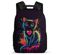 TPISLI Cat Print Backpack Primary School for Kids and Teens School Years 2-5 Animal Kitten Motif Backpack Girls Boys, Adjustable Straps Durable Birthday Gift