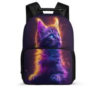 TPISLI Cat Print Daypack Primary School for Students Primary Age 6-11 Animal Kitten Motif Rucksack Students, Soft Felt Details 1680D Fabric Daily Essentials