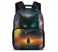 TPISLI Cat Print School Backpack for Children School Years 1-4 Animal Kitten Motif Bookbag 7-11 Year Olds Students, Adjustable Straps Padded Back Outdoor Day Trips