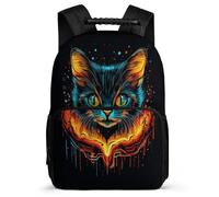 TPISLI Cat Rucksack for Girls Boys Primary Classes Animal Kitten Illustration Daypack School Years 2-5 Boys Girls, Soft Felt Details 1680D Fabric Short Trips