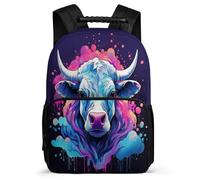 TPISLI Cattle Bison School Backpack for Students Year 3-6 Cow Bull Rucksack for Kids and Teens Year 3-6, Soft Felt Details Durable Outdoor Day Trips