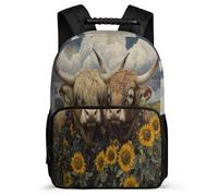 TPISLI Cattle Motif School Bag for Kids and Teens Primary Classes Highland Cow School Bag Age 7-12 Kids and Teens, Soft Felt Details Lightweight Short Trips