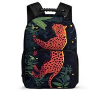 TPISLI Cheetah Illustration Daypack for Boys School Years 2-5 Animal Rucksack for Children Primary Classes, Side Pockets Soft Felt Details Travel Daily Use