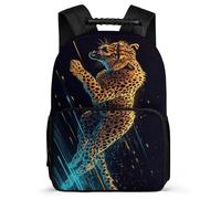 TPISLI Cheetah Illustration School Backpack for Boys Girls Primary School Leopard Animal Daypack Primary Age 6-11 Girls Boys, Lightweight Soft Felt Details Birthday Gift