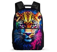 TPISLI Cheetah Pattern Backpack for Boys Girls School Years 2-5 Animal Rucksack for Students Year 2-5, Soft Felt Details Adjustable Straps Travel Daily Use