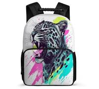 TPISLI Cheetah Pattern Bookbag for Children School Years 2-5 Leopard Animal Backpack for Boys Primary School, Soft Felt Details 1680D Fabric Outdoor Day Trips