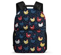 TPISLI Chicken Motif School Backpack for Boys Girls 7-11 Year Olds Animal Pattern Rucksack for Kids Primary Classes, Padded Back Sturdy Handle Daily Essentials