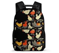 TPISLI Chicken Print Rucksack Primary Classes for Kids and Teens 8-12 Years Animal Motif School Bag Boys, Sturdy Handle Soft Felt Details Daily Essentials