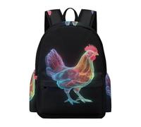 TPISLI Chicken Print School Bag for Boys Girls Ages 8-12 Backpack Animal Motif Rucksack for Study Days, Modern 14 Inch Laptop Bag for Outdoor Trips and Classes and Everyday Lessons