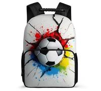 TPISLI Children 3D Colourful Soccer School Backpack 6-11 Years Football Backpack for Boys Girls School Years 1-4, Side Pockets Soft Felt Details Travel Daily Use