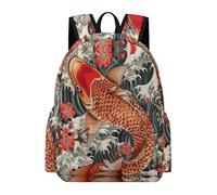 TPISLI Children Backpack Japanese Koi Fish Rucksack Koi Carp Girls Boys 9-13 for Students, Trendy Daypack for Daily Lessons and Weekend Travel and Class Travel Use