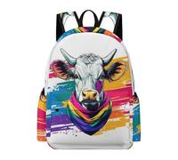 TPISLI Children Bull Design Backpack Boys Girls Ages 8-14 15.6 Inch Laptop Backpack, Cool Durable Cow Animal Bookbag for Day Trips Birthday Gift Outdoor Activity