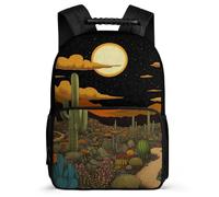 TPISLI Children Cactus Print School Backpack 6-11 Years Plants Cacti Motif Backpack for Boys Girls School Years 1-4, Side Pockets Soft Felt Details Travel Daily Use
