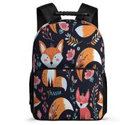 TPISLI Children Cartoon Fox Illustration School Bag 8-12 Years, Animal Pattern Backpack for Girls Boys, Durable Rucksack, Sturdy Handle, Outdoor Travel, Day Trips
