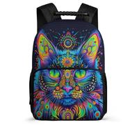 TPISLI Children Cat Illustration Backpack for School Animal Kitten Design Daypack Primary Age 6-11 School Years 1-4, 1680D Fabric Adjustable Straps Travel Daily Use