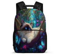 TPISLI Children Cat School Backpack 7-11 Year Olds Kawaii Kitten Rucksack for Kids and Teens Year 2-5, Padded Back 1680D Fabric Outdoor Day Trips